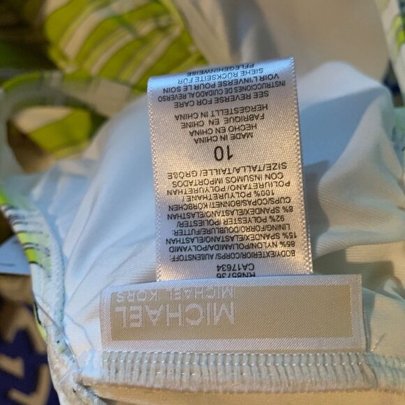 Michael Kors Women's Cutout Zebra Print Limeade One Piece Swimsuit Size 10 NWT - Picture 5 of 7